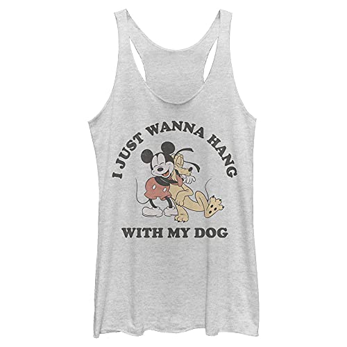 Disney Junior's Characters Mickey Dog Fill Lover Tri-Blend Racerback Layering Tank, White Heather, Large #TOP5