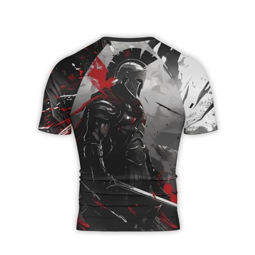 Spartan Warrior Men's Rash Guard Shirts Short Sleeve, Baselayer Compression Shirt for Jiu Jitsu MMA4