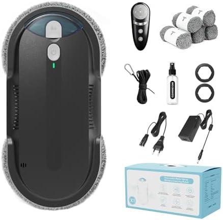 HIXZAP Fensterputzroboter mit Bidirektionaler Ultraschall-Wasserstrahl, (Schwarz1)