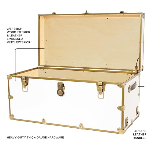 Rhino Trunk & Case Classic XXL College Trunk with Antique Brass Hardware, Soft Close - 36”x18”x18”, Seats 1500+ lbs, USA Made Secure Dorm Footlocker, Home Storage, Steamer Style Blanket Chest by Rhino Trunk & Case - Image 3