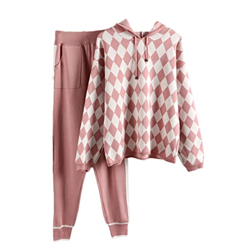 Ensemble 2 pièces avec sweat à capuche rose et pantalon carotte sarouel en taille unique