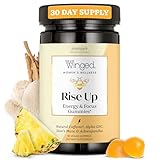 Winged Wellness Rise Up, Energy & Focus Gummies for Women - Daily Brain Boost Gummy Supplement with Natural Caffeine, Ashwagandha, B12, Nootropics Alpha-GPC & Lion’s Mane - Pineapple, 30 Gummies