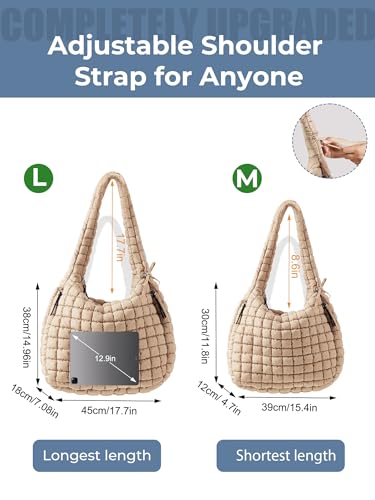 Image of Puffer Quilted Tote Bag for Women Nylon Crossbody Bags Puffy Purse Hobo Large Shoulder Bag Trendy