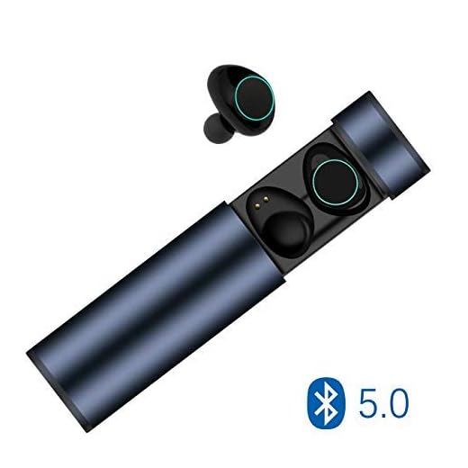Cuffie Bluetooth 5.0, Auricolari Bluetooth Muzili TWS Leggeri Hi-Fi Cuffie Cancellazione Rumore,Auricolari Sport IP65, Earbuds con MIC per IOS e Android con Scatola Ricarica Portatile - Blu