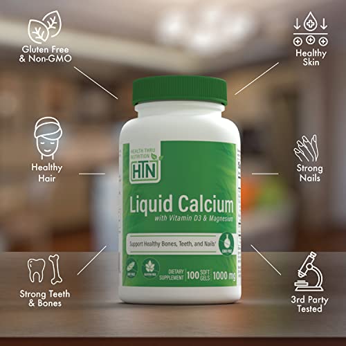 Liquid Calcium 1000Mg, Magnesium 400Mg, Vitamin D3 1,000Iu And Boron | Bone Restore & Strength With 6 Calcium Complex | 3Rd Party Tested | Non-Gmo Gluten Free | By Health Thru Nutrition (Pack Of 100) #TOP2