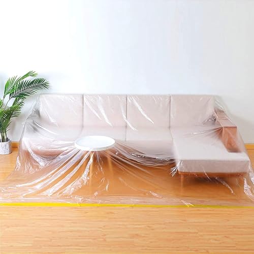 146"/12ft Plastic Cover,2Pcs Sofa Couch Cover,Plastic Furniture Cover,Mattress Bag Cat Scratching Protector Clawing Deterrent Extra Large Bed Couch Chair Furniture Cover for Moving Painting Storage