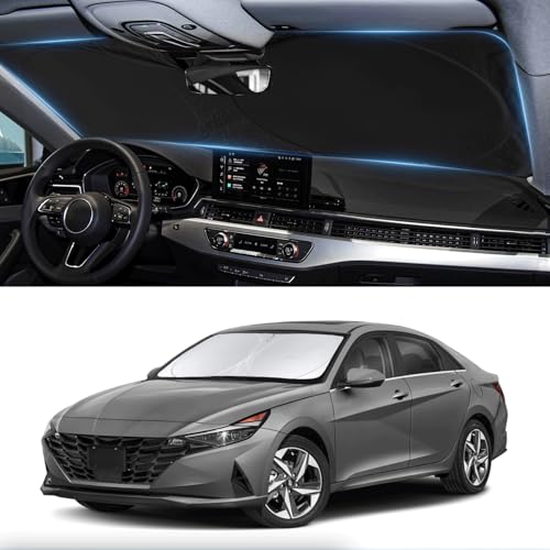 Custom Fit Sunshade for Elantra Windshield Sun Shade for 2021-2024 2025 2026 Hyundai Elantra Accessories Heat Insulation and Cooling Front Window Cover for Windshield for Elantra Interior Protection