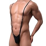 LATRAT SEXY UNTERHOSEN FÜR HERREN, SCHWARZ, ELASTISCHER TANGA MIT V-FÖRMIGEM BUND, SPORTUNTERHOSEN, MIT ELASTISCHER TASCHE VORNE, EINHEITSGRÖSSE
