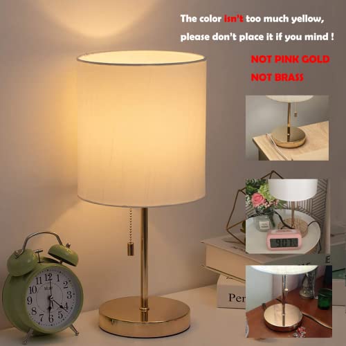 Haitral Nightstand Table Lamp - Bedside Lamp, Modern Desk Lamp For Bedroom, Office, College Dorm With Metal Base Fabric Lamp Shade - Gold #TOP1