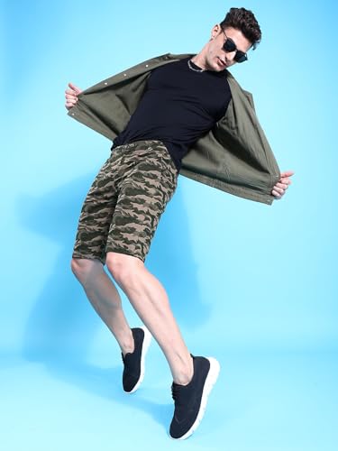 Image of The Indian Garage Co Men Slim Fit Solid Mid-Rise Woven Shorts