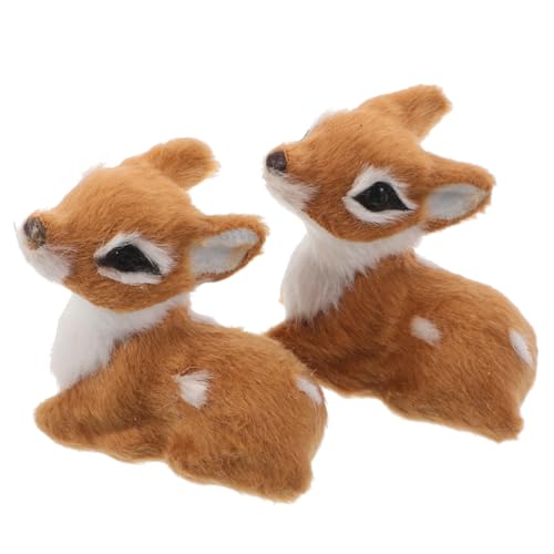 TOYANDONA 2 Pièces Figurines de Renne de Noël Réalistes Peluche Décorations Intérieures Légères pour Fête Familiale et Présentations Saisonnières