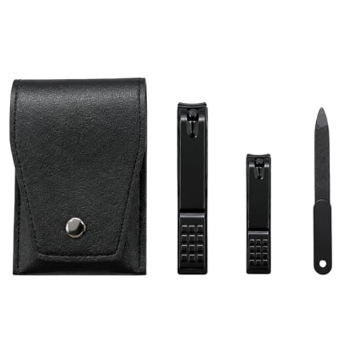 FIXBODY Nail Clippers, Black Stainless Steel Fingernail & Toenail Clippers & Nail File,Great...