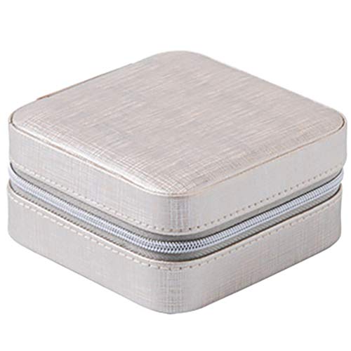 vivio Joyero organizador de joyas de piel sintética de poliuretano, para viaje o joyas, soporte de almacenamiento con espejo para anillos, pendientes, collares, pulseras