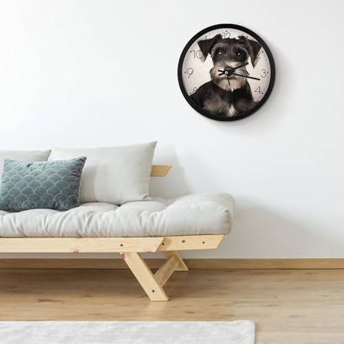 Horloge murale schnauzer mignonne 25,4 cm : idée cadeau déco pour salon