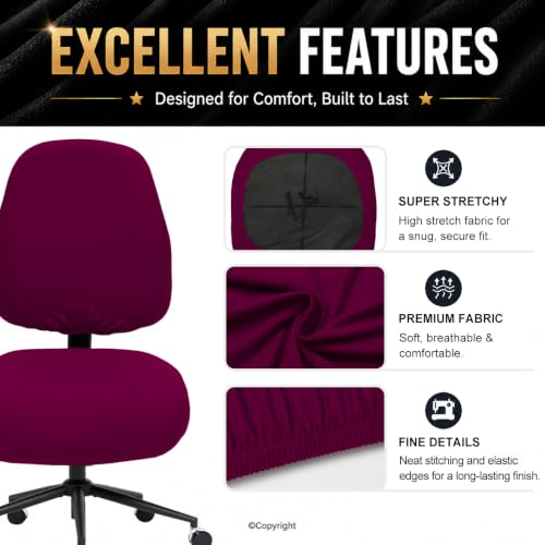 Image of DIVA EN CAMINO DEC Stretchable Desk Office Chair Seat Covers - Universal Stretch Computer Chair Slipcover - Washable Rotating Backrest Coverings & Cushion Protectors for Dogs, Cats, Pets、