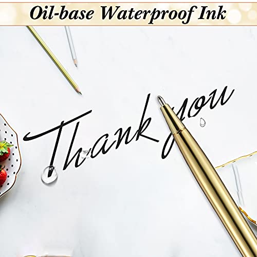 Outus 12 Pieces Gold Metallic Pens Slim Metallic Ballpoint Pens Retractable Ballpoint Pen With Black Ink Metal Pens Mini Conical Ballpoint Pens For Business Students Teachers Wedding, 1.0 Mm #TOP2