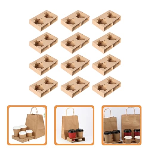 Plateaux porte-gobelets papier ondulé 2 tasses support robuste emporter - 8