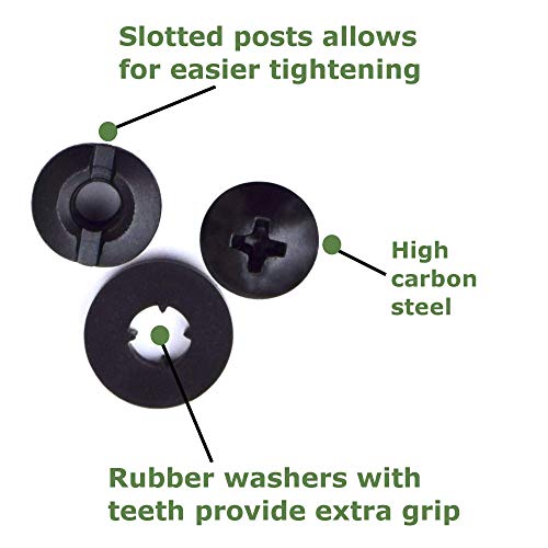 Black Chicago Screws, 12 Sets - For Diy Kydex And Leather Gun Holsters/Clips And Knife Sheaths, 1/4 Inch, Includes Phillips Truss Heads + Open Slotted Fasteners + Rubber Washers/Spacers #TOP2