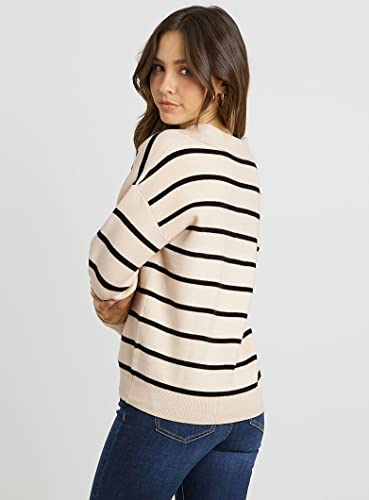 Cflonge Women'S 2024 Fall Winter Casual Breton Striped Long Sleeve Polo V Neck Lightweightpullover Sweater Loose Fit Drop Shoulder Knitted Shirts Tops thumb #7