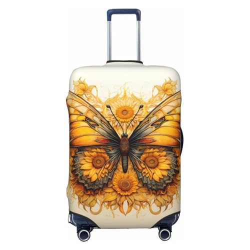 Sunflower Butterfly Print Luggage Suitcase Cover Protector Luggage Washable Covers With Concealed Zipper
