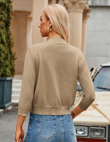 Image of GRACE KARIN Women Cardigan Sweaters Lightweight Knit Cropped Cardigans Trendy 3 /4 Sleeve Shrug Bolero S-3XL