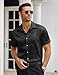 COOFANDY Mens Silk Button Down Short Sleeve Shirt Satin Dress Shirts Wedding Shirt Party Prom Black