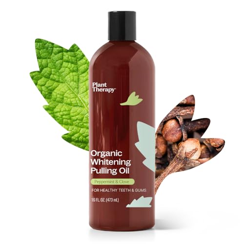 Plant Therapy Organic Pulling Oil 16 oz Coconut & Peppermint, Naturally Whitens Teeth, Freshens Breath & Supports Gum Health, Helps Calm Oral Irritation and Discomfort, Natural Essential Oils -  Plant Therapy Essential Oils, 680912099035