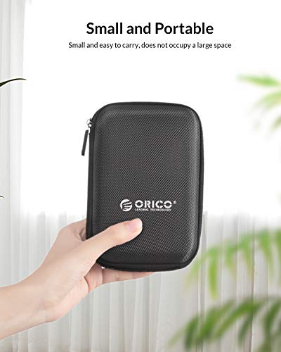 Image of ORICO Hard Drive Case 2.5 inch External Drive Storage Carrying Bag Waterproof Shockproof with Inner Size 5.5x3.5x1.0inch for Organizing HDD and Electronic Accessories, Black(PHD-25)