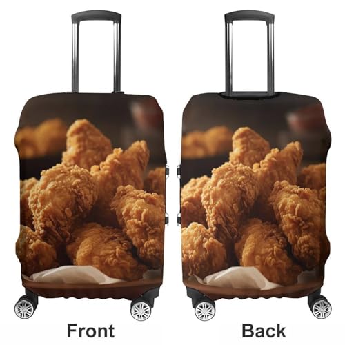 Travel Luggage Cover Elastic Suitcase Protector Anti-Scratch Washable A Plate Of Fried Chicken Luggage Sleeve Tsa Approved Carry on Covers Baggage Cover Fits 18-32 Inch Luggages3