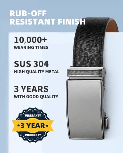 Image of Zitahli Belt Men,Leather Ratchet Belt for Men Dress Casual Every Day with Adjustable Buckle,Trim to Fit For Gift