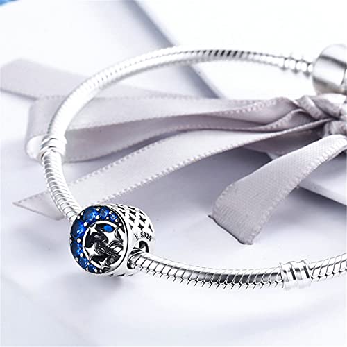 Image of BISAER Hamsa Hand Charm - Sterling Silver, Blue Gemstones Evil Eye, Fits Bangle, Bracelet, Necklace