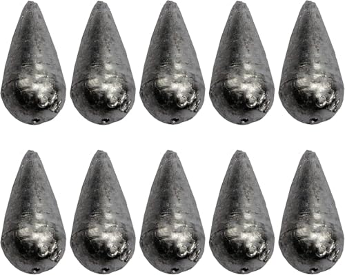 Generico Plomos de Pera Pasantes perforados Pesca Plomo Fondo Mar Lago Kit 10 uds. (50 uds. 10)