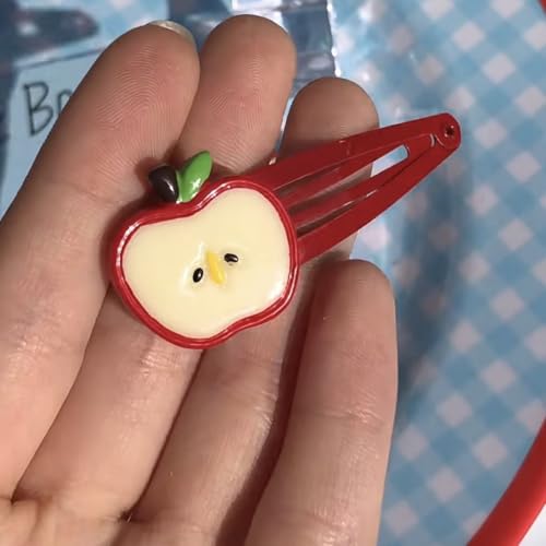 Pinzas para el cabello con lazo de manzana para bebés 4 piezas miniatura 4