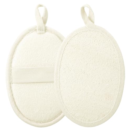 Mynoozi Lot de 2 éponges exfoliantes en luffa naturel pour le corps et la douche, pour homme et femme