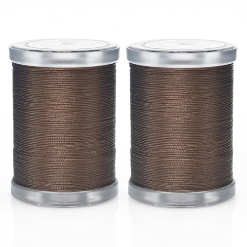 Image of Selric 300Yards Extra Strong Bonded Nylon Thread for Leather Sewing, Chocolate Brown Heavy Duty Upholstery Thread for Heavy Fabric (2 Spools)-Chocolate Brown
