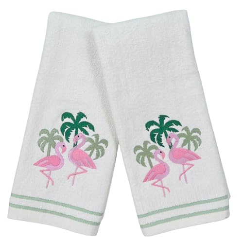Coastal Bathroom Hand Towels – Set of 2 White 100%