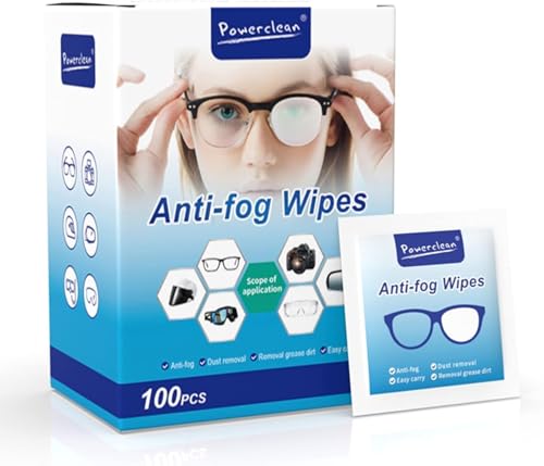Scholazs 100Pcs Anti Fog Wipes for Glasses, Individually Wrapped Lens Cleaner Wipes Pre-Moistened Lens & Screen Cleaning Wipes for Laptop Computer, Pc Monitor, Phone, Watch, Camera Lens