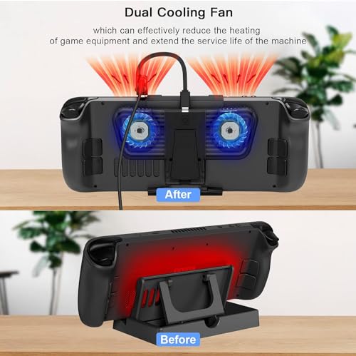 Image of New World Cooling Fan for Valve Steam Deck , Rog Ally & Switch OLED, Cooler fan Dock with Stand for Steam Deck and Nin-tendo Switch OLED Switch V2 With Adjustable Speed & Blue RGB Lighting