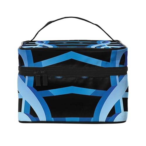 Beauty case organizer grande borsa da viaggio stampata con cerniera per donne e truccatori quadrata portatile Musica blu Taglia unica