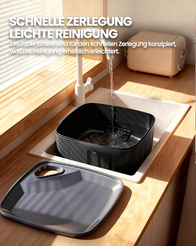 Kittyspout Trinkbrunnen für Hunde Kabellos 8L/270 oz Grosse Hundebrunnen Katzenbrunnen mit Bewegungsmelder, Hunde Trinkbrunnen Kabellos mit Akku 4000mAh, mit Leiser Pumpe und Aktivkohlefilter