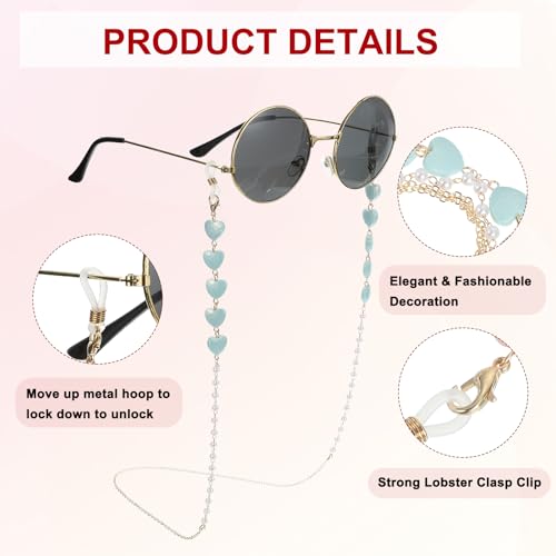 Image of uxcell Beads Eyeglass Chain, Pearl Glasses Strap Eyewear Retainer Chain Around Neck Sunglass Holder for Girls Women