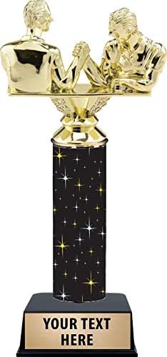 9.5 Inch Arm Wrestling Trophies - Black Midnight Arm Wrestling Double Male Trophy Awards Prime