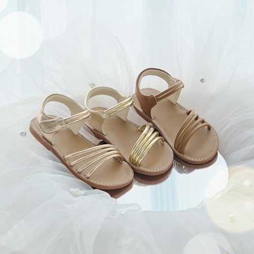 Image of ESTINE Toddler /Little Kid Girls Dress Cross Strappy Open Toe Sandals Princess Flats Summer Flower Girl Shoes