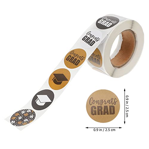 Nolitoy 500 Pcs Graduation Cap Stickers, Graduation Labels Stickers Foil Graduation Stickers Round Adhesive Labels For Graduation Gift Box Envelope Seal #TOP2
