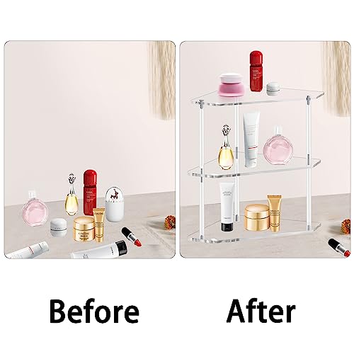 Tasybox TBCS1 Corner Shelf 2 Tier Bathroom Counter Organizer Acrylic Countertop Corner Shelves thumb #3