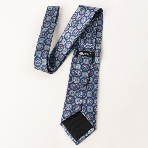 Image of Alizeal Mens Vintage Solid Plaid Tie with Pocket Square 3.15inches Necktie Set