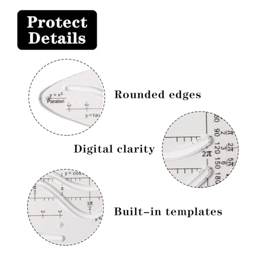 3 Stück Parabelschablone Mathe,Normalparabel Schablone,Kurvenschablone,Parabel Schablone,Schablone Einheitsparabel,Parabel Lineal Für Studenten,Büro,Designer,Malerei,Sinus,Kosinus,Tangens