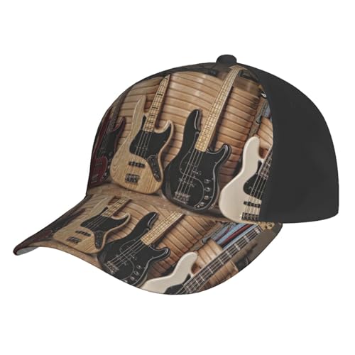 ESASAM - ESASAM Gitarre Bass Musik Musikinstrumente Gebogene Krempe Baseball Cap - Gedrucktes Design - Leicht und Atmungsaktiv Sportmütze Verstellbare Kappe Outdoor Cap Sommer Cap Casual Cap Unisex Cap