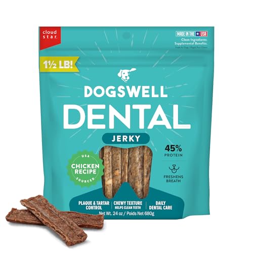 Dogswell Dental Jerky Dog Treats, Chicken, 24 oz. Bag