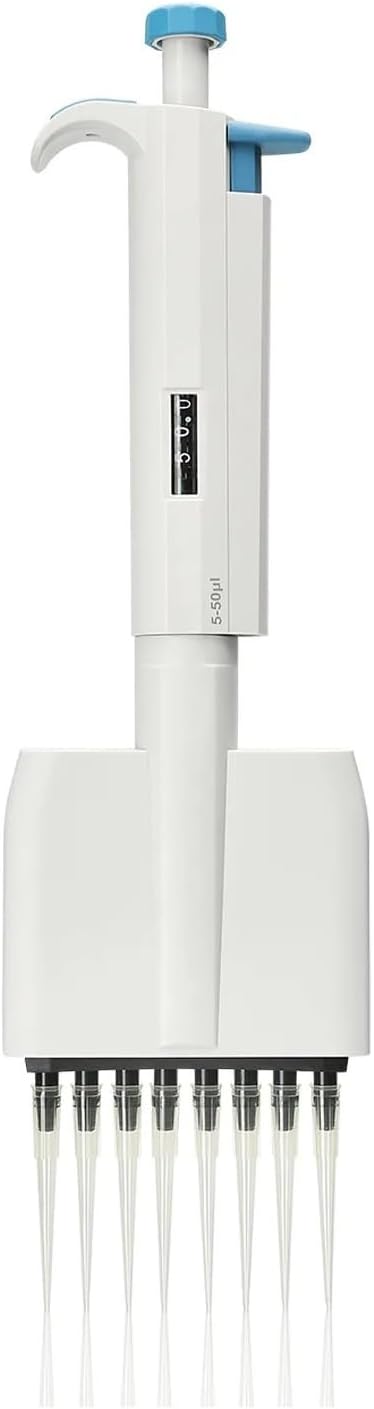 Lab Pipettors, Multichannel Pipette Gun Adjustable Volume 8 Channels Pipettor Lab Equipment Machinical(50-300ul)